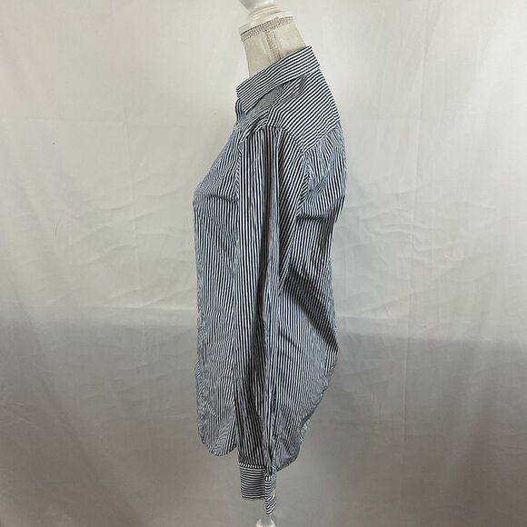 Club Monaco Slim Fit Men's Shirt XS Blue White Stripe Button Front Long Sleeve - Picture 6 of 11